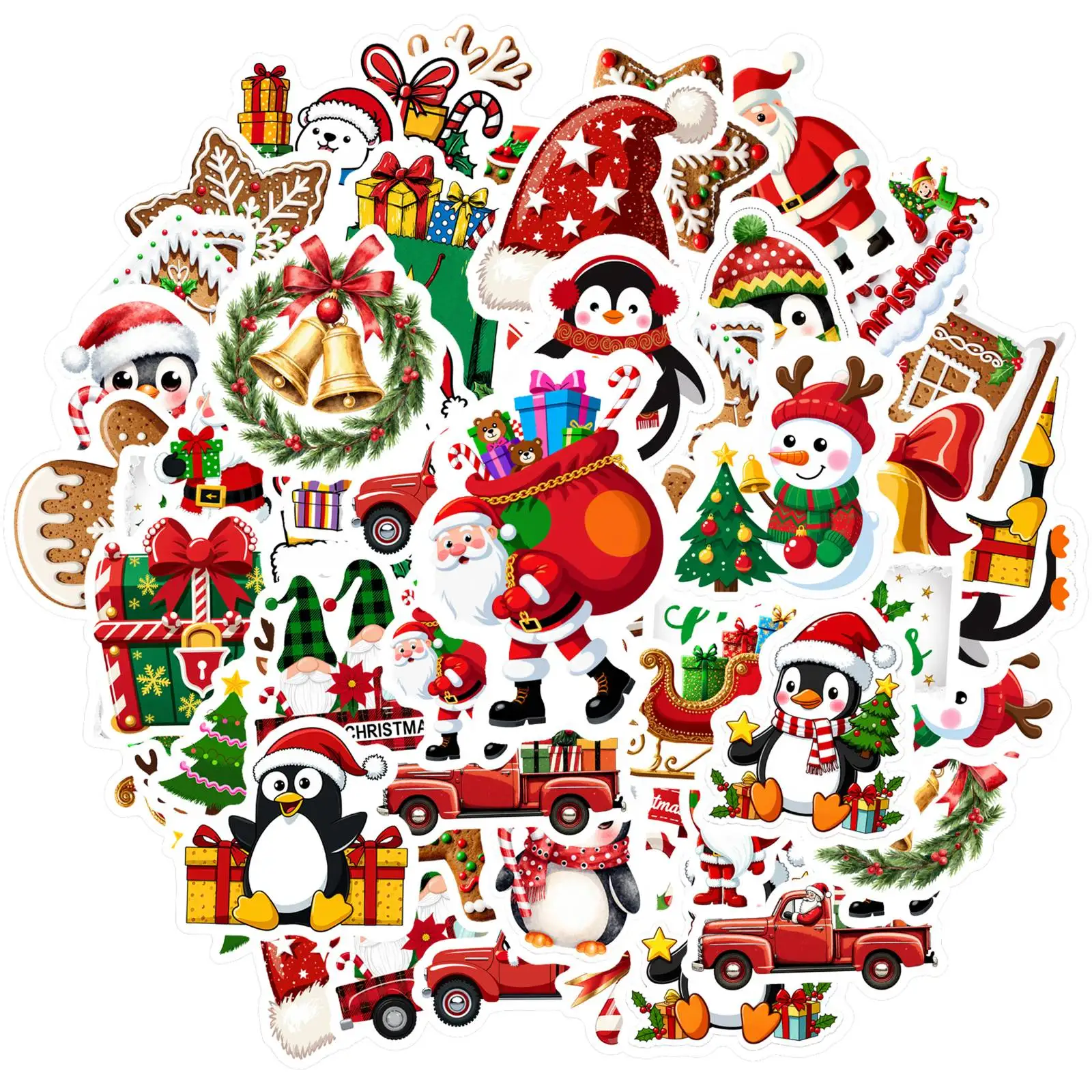 1set Merry Christmas Stickers Cute Christmas Santa Claus Elk Stationery Sticker Xmas Graffiti Decals For Luggage Laptop Suitcase