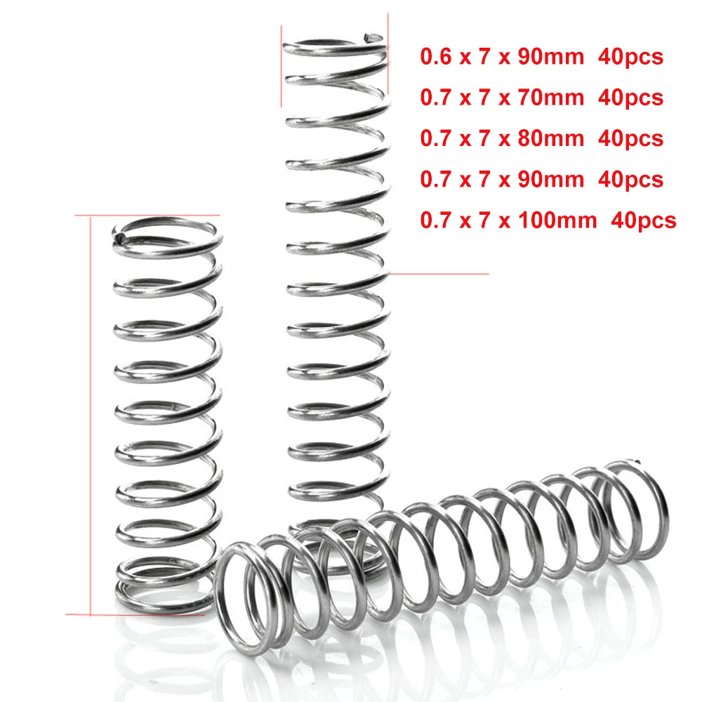 Size includes 0.7x7x70/80/90/100mm 160pcs / 0.6x7x90mm  40pcs Galvanized Compression Pressure Small Spring