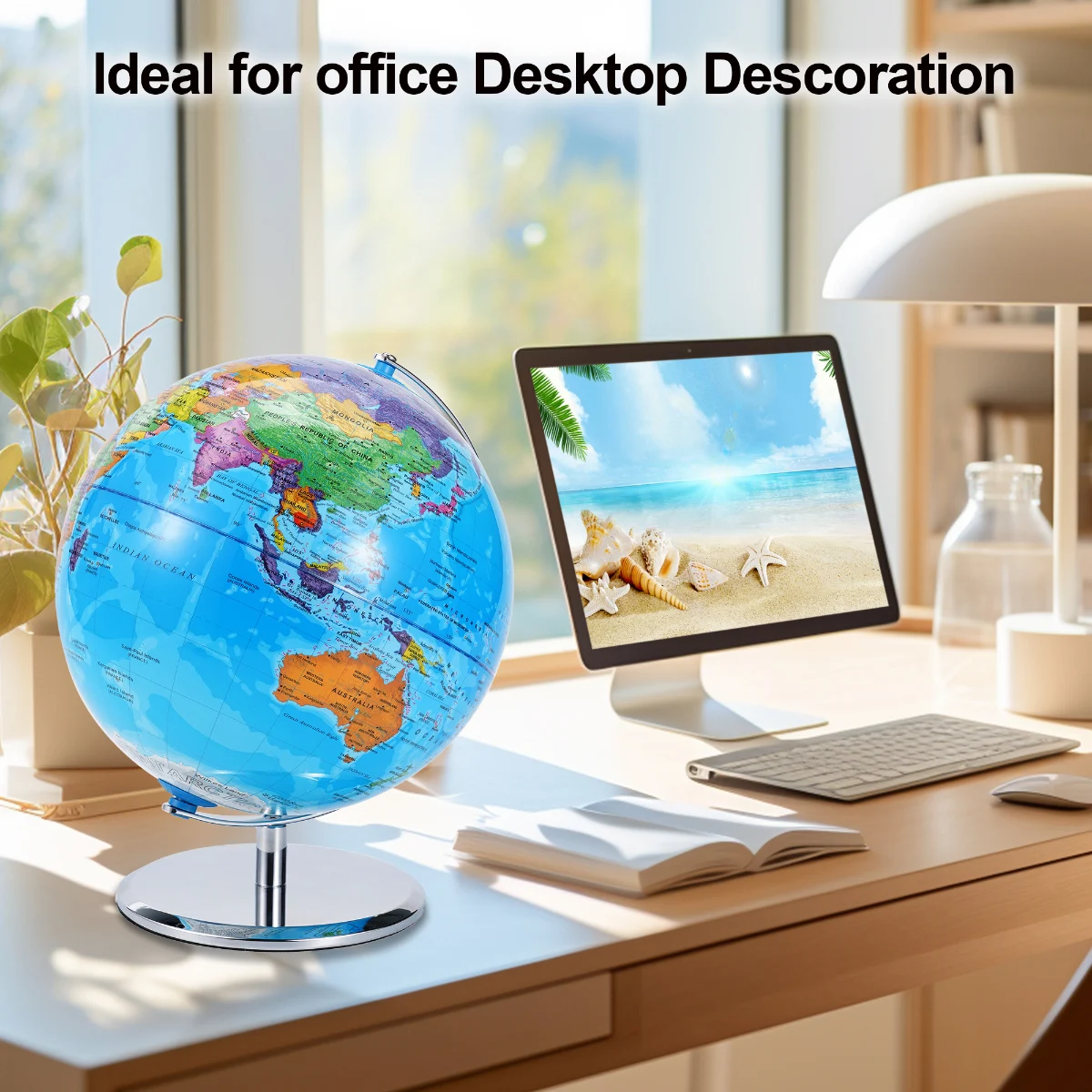 

1pc Educational Globe for Teaching, HD English World Map with 360° Rotation, Standard Desktop Geography Learning Tool