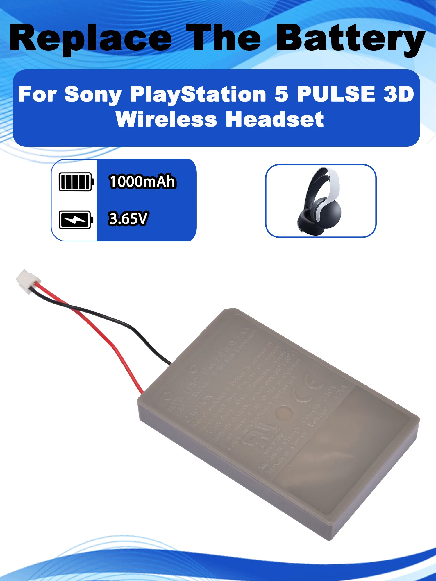 3.65V Replacement Battery For Sony PlayStation PS4 PS5 PULSE 3D Wireless Game Headset Headphones Batteries LIPI522