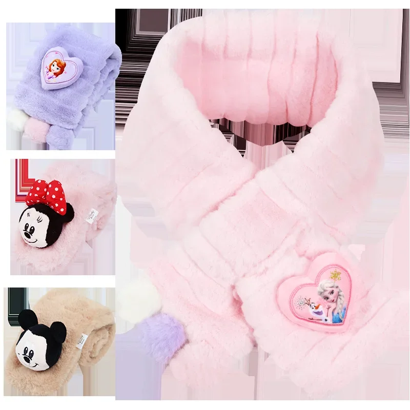 وشاح ديزني للأطفال بياقة عطلة شتوية النسخة الكورية من القطيفة الدافئة المقاومة للرياح للفتيات الصغيرات وغطاء حماية للرقبة