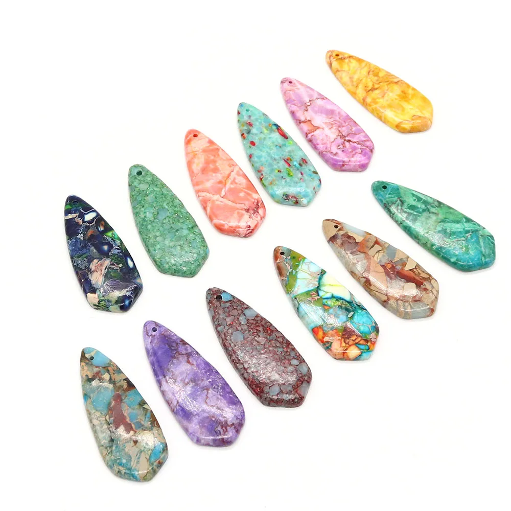 الإمبراطور حجر فضفاض ثقب واحد تلميع قطرة الماء شكل ملون الفيروز قلادة اليدوية عقد دي اي واي مواد الإكسسوارات