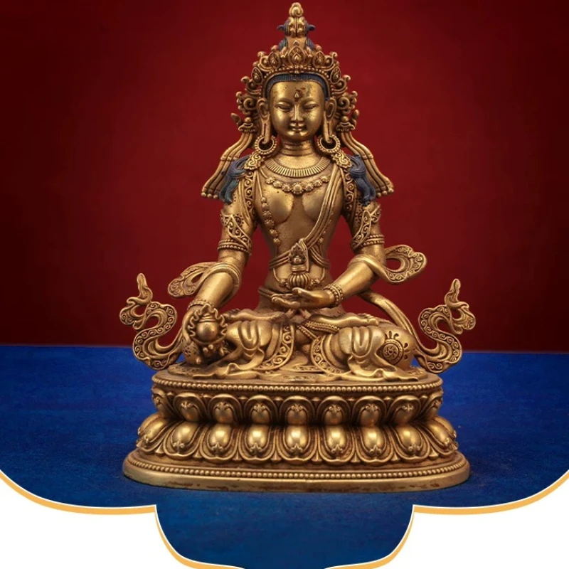 Tibetan-style treasure statue of the king of the treasure, pure copper, old living room, Seiko Buddhist platform, auspicious