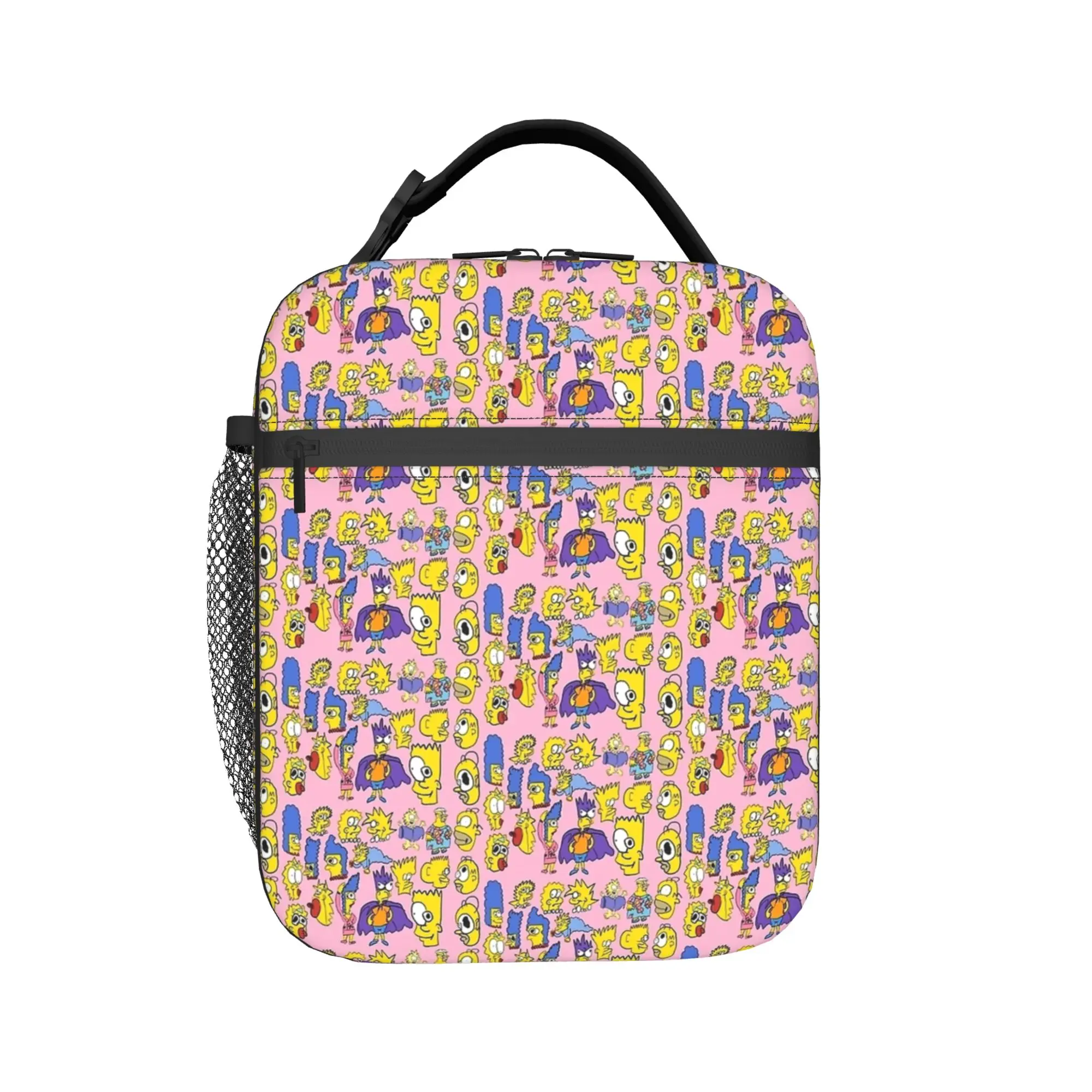 Funny S-Simpsons Cartoon Lunch Bag Outdoor Picnic Lunch Box Child Casual Designer Thermal Lunch Bags Portable Zipper Cooler Bag