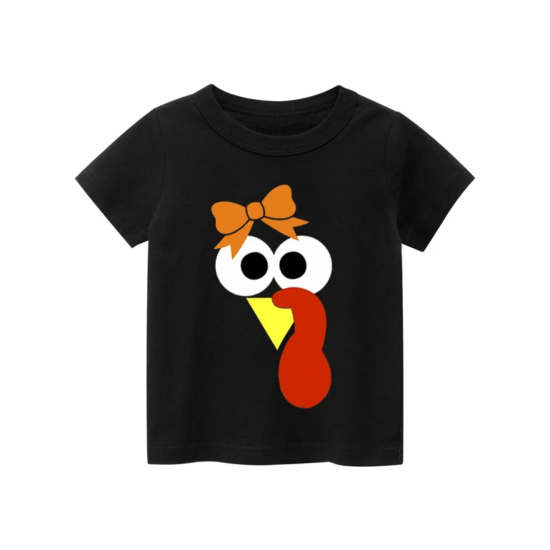 Turkey Face Boy or Girl Infant T-shirts Thanksgiving Baby Shirt Turkey Day Boys Clothes Fashion Cotton Tops Thanksgiving Day