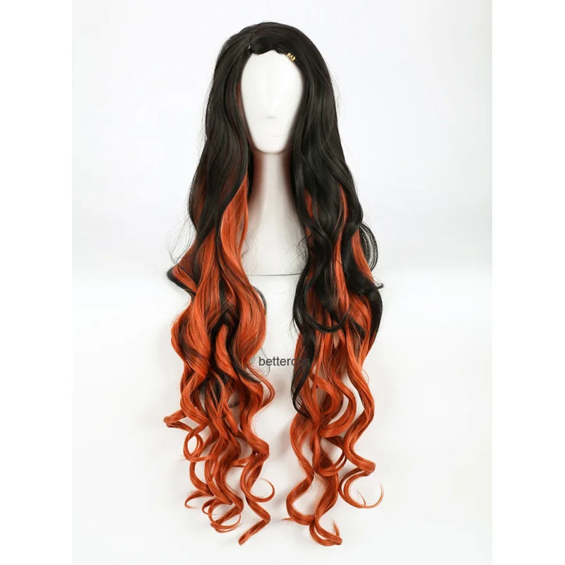 Demon Slayer Cosplay Perucas, Kimetsu No Yaiba, Kamado Nezuko, Resistente Ao Calor, Cabelo Sintético, Wig Cap, Adereços De Bambu, Sti Vedação