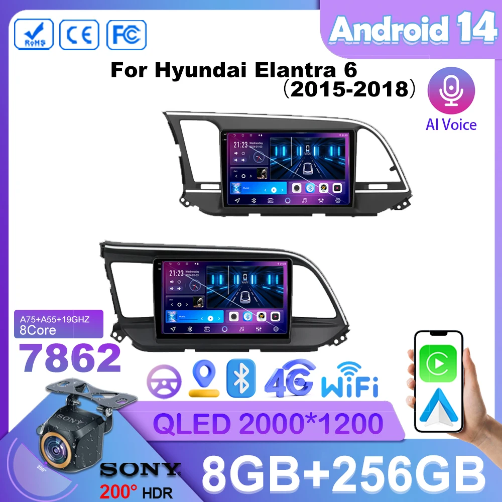 

Car Dvd Android 14 For Hyundai Elantra 6 2015 2016 2017 2018 Auto Radio Stereo Multimedia Player GPS Navigation HDR QLED 2din