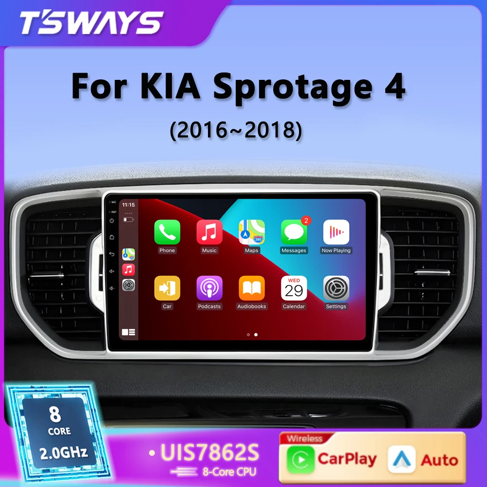 Tsways Car Multimedia Radio For KIA Sprotage 4 2016 2017 2018 2019 Wireless Carplay Android Auto Qualcomm Car Stereo 4G Wifi