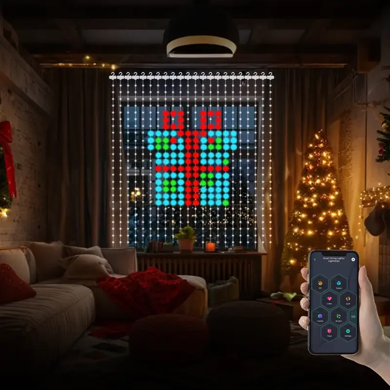 400leds luzes de cortina inteligentes bluetooth led string rgbic diy mudança música exibição para janela quarto festa natal decoração