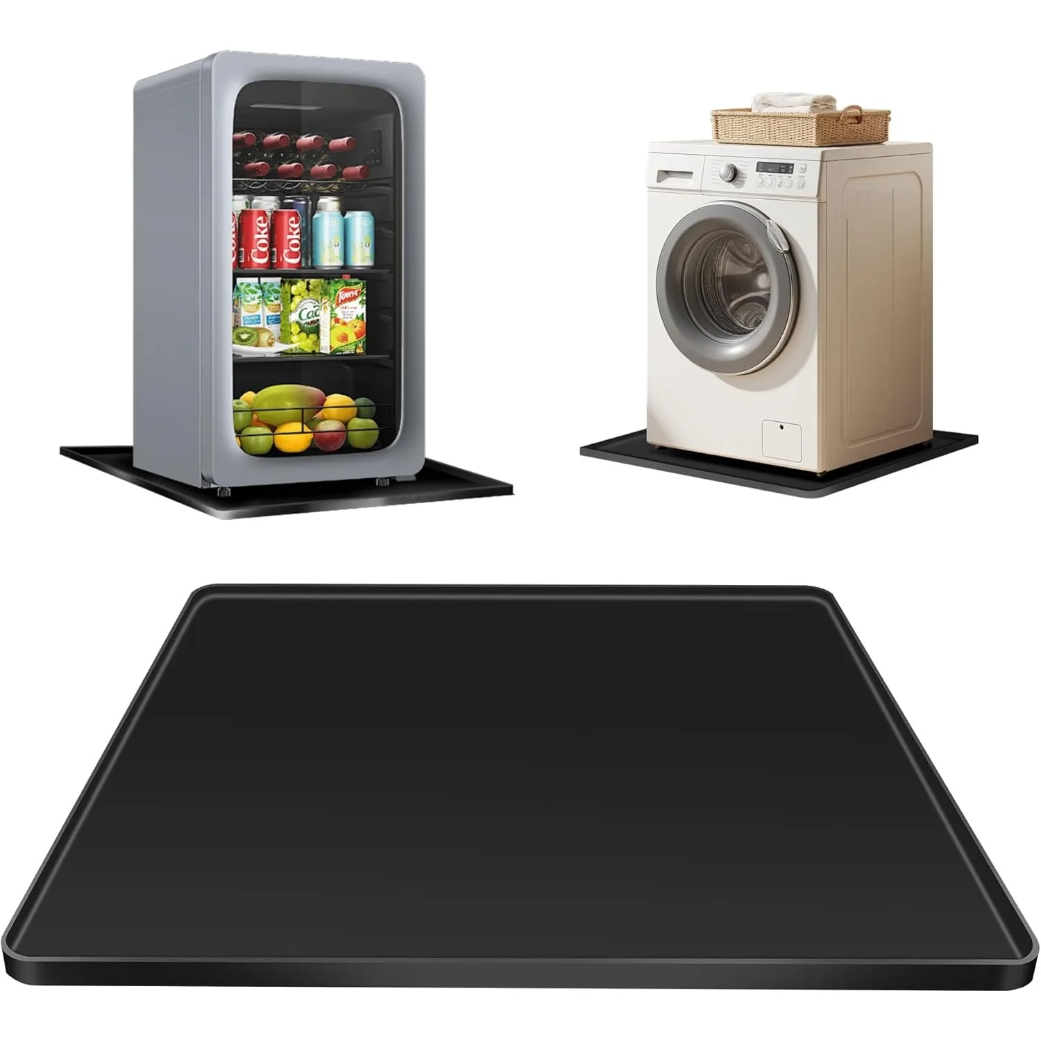 24*24*0.8inch Appliance Mat, Silicone Raised Lip Anti-Slip Leak-Proof Floor Guard For Refrigerator Washing Machine