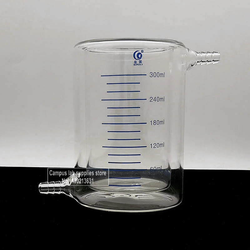 

1piece Lab Borosilicate Glass Double Layer Beaker Laboratory Jacketed Beaker 50ml/100ml/250ml/300ml/500ml/1000ml