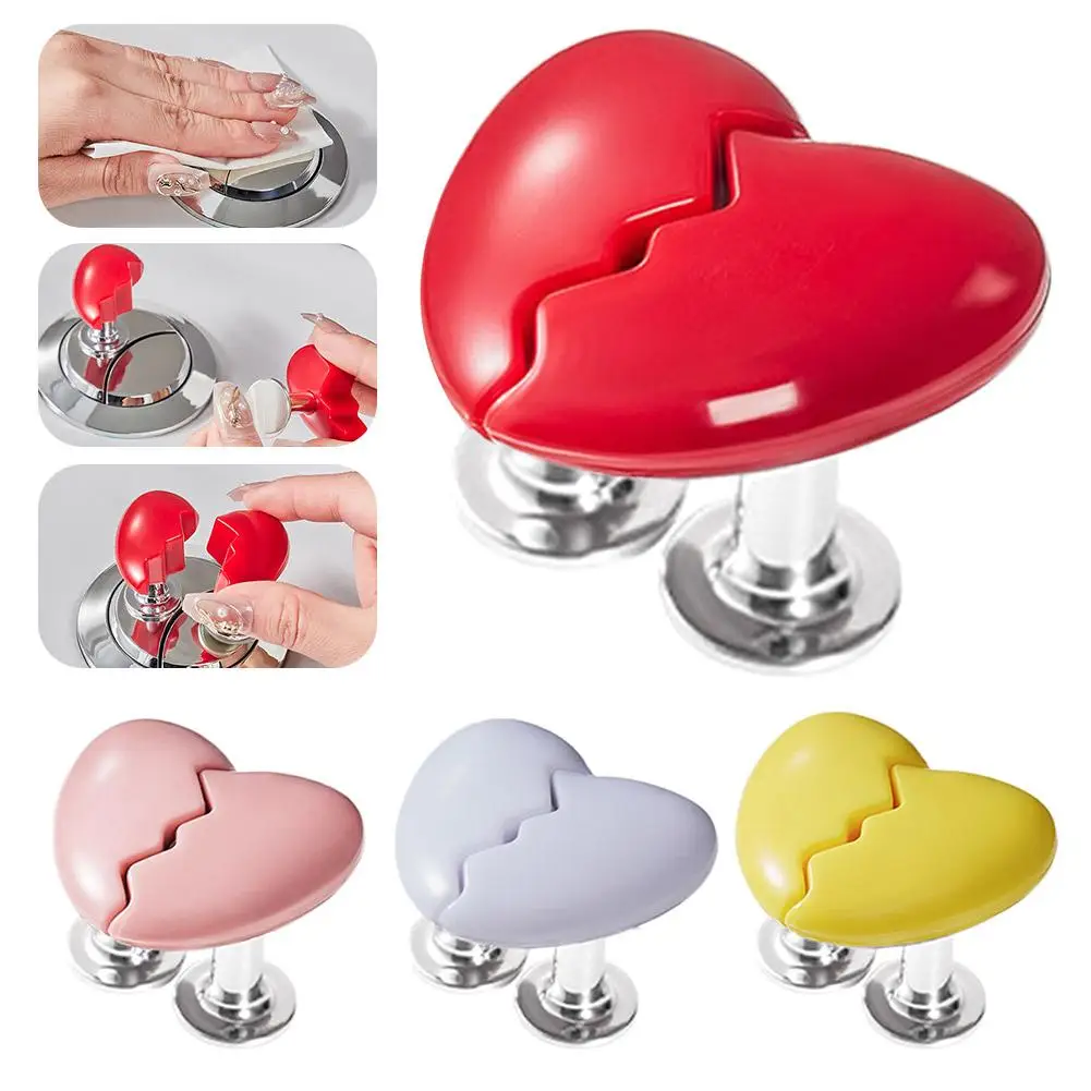 Bathroom Water Tank Buttons Push Switch - Heart Shape Toilet Presser, Love Toilet Press Button, Nail Protector for Bathing Room