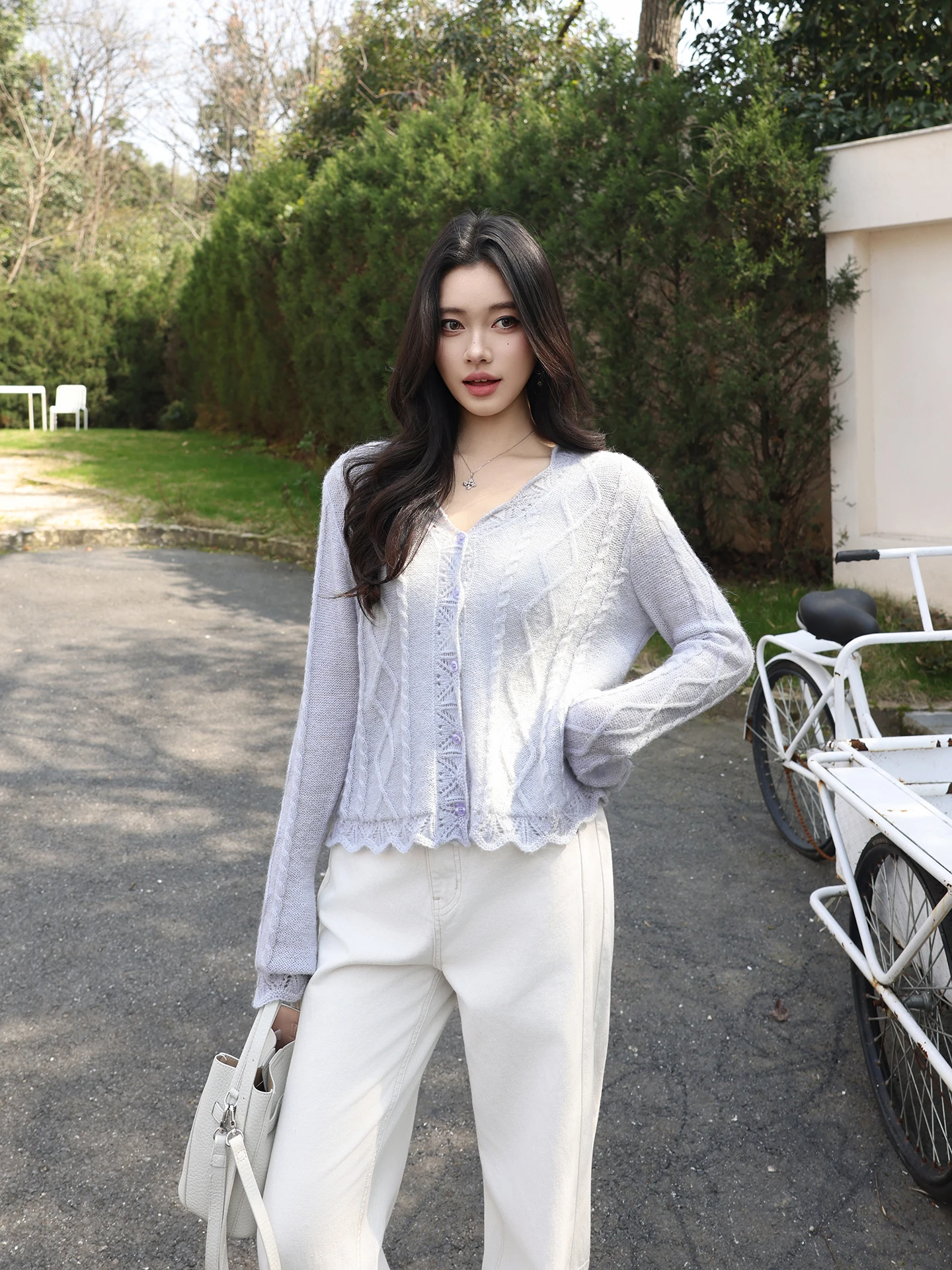 

Warm And Gentle Knitted Sweater by Old Yang Spring Vintage Faionable Camere And Wool Twist Knit Soft Long Sve Women's Top