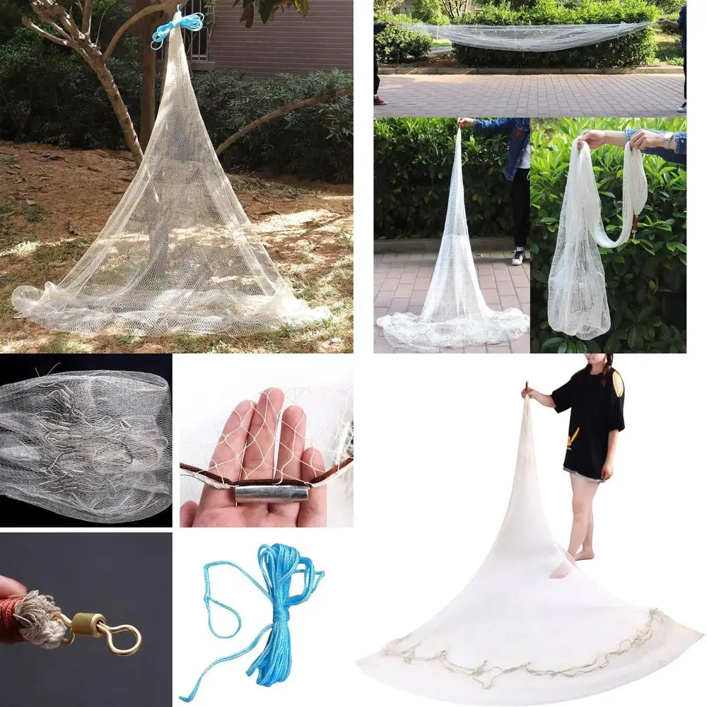 

Fishing Net Cast Nets for Fishing Easy Throw Casting Net Handmade Nylon Cast Net 8Ft/10Ft/11Ft/13Ft Height with Heavy Duty Iron