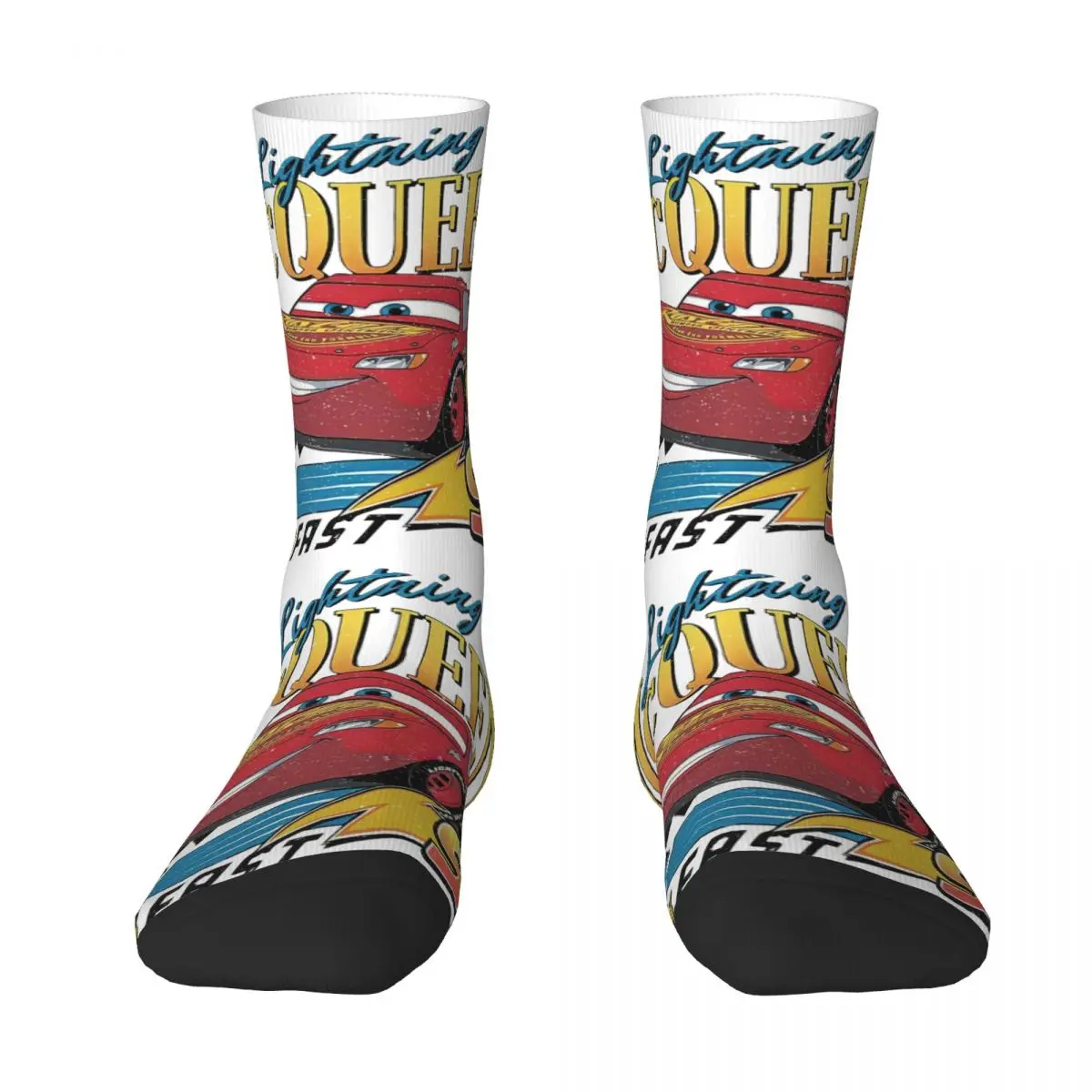 Retro Vintage Car 95 Think Fast Sports Socks Lightning McQueen Polyester Long Socks for Unisex Breathable