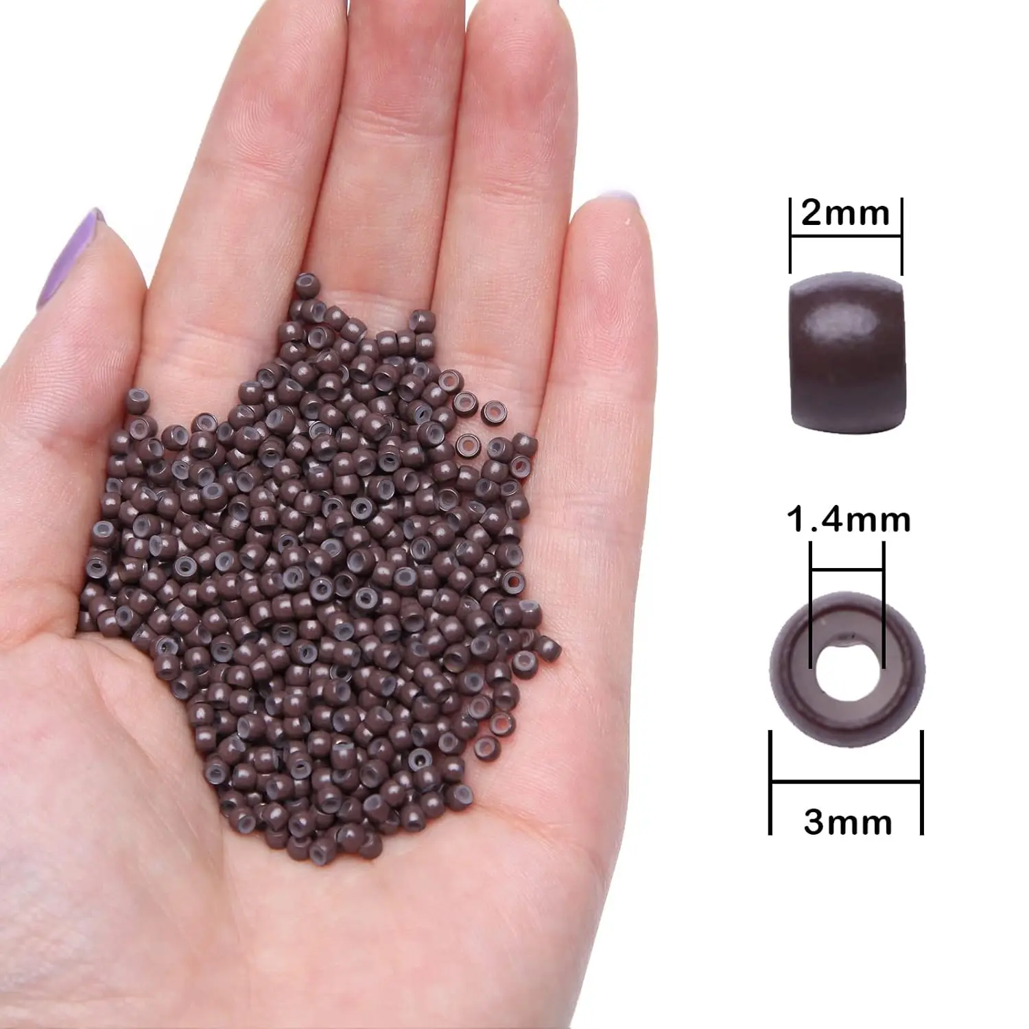 1000개 구리 링 비즈 3.0mm 나노 링 비즈 실리콘 라이닝 마이크로 헤어 익스텐션용