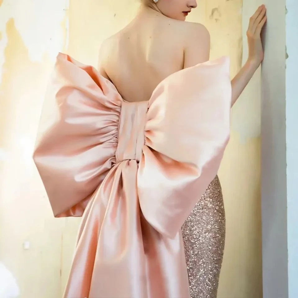 Rosa Satin, große Schleife, lange Bänder, Braut, abnehmbare Schleppe, Hochzeit, abnehmbarer Rock für Kleider, Party, Abschlussball, Braut-Überröcke