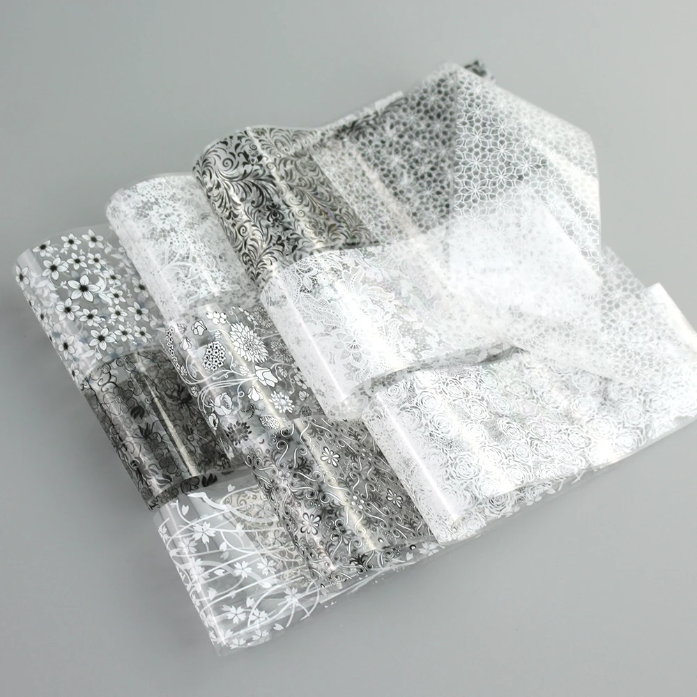 10 قطعة مسمار الفن احباط نقل صائق مجموعة ملصقات الأظافر المجسم خمر الدانتيل مزيج تصميم DIY بها بنفسك مانيكير الديكور يلتف #2