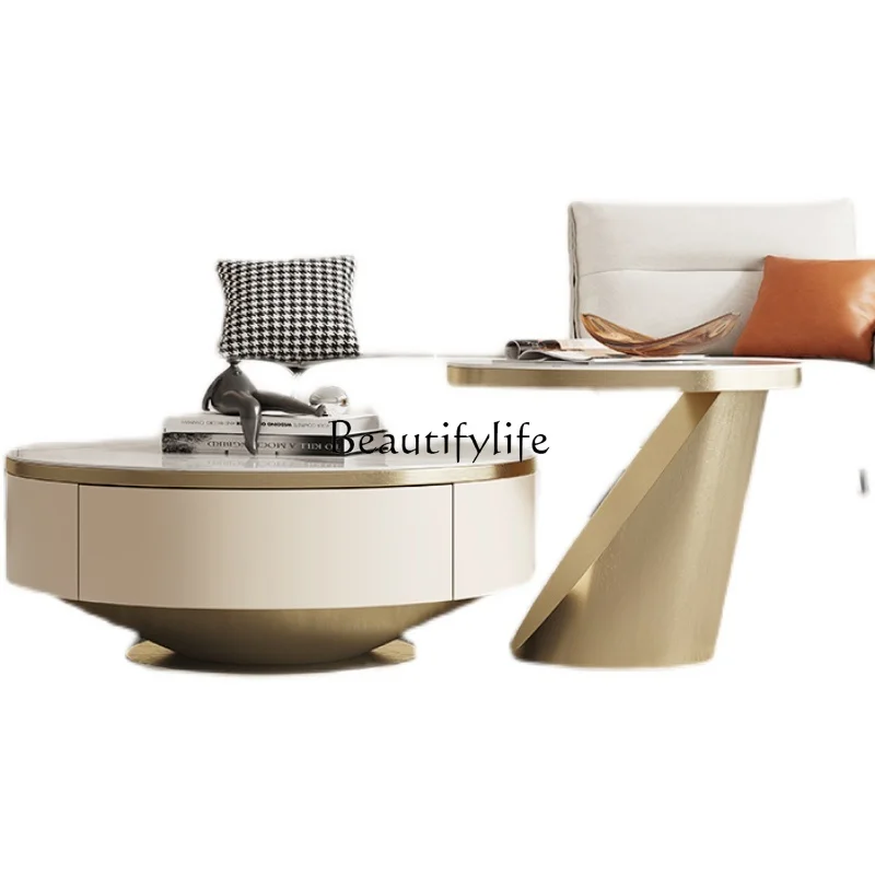 Round Italian Stone Plate Tea Table, sala de estar, tamanho Home