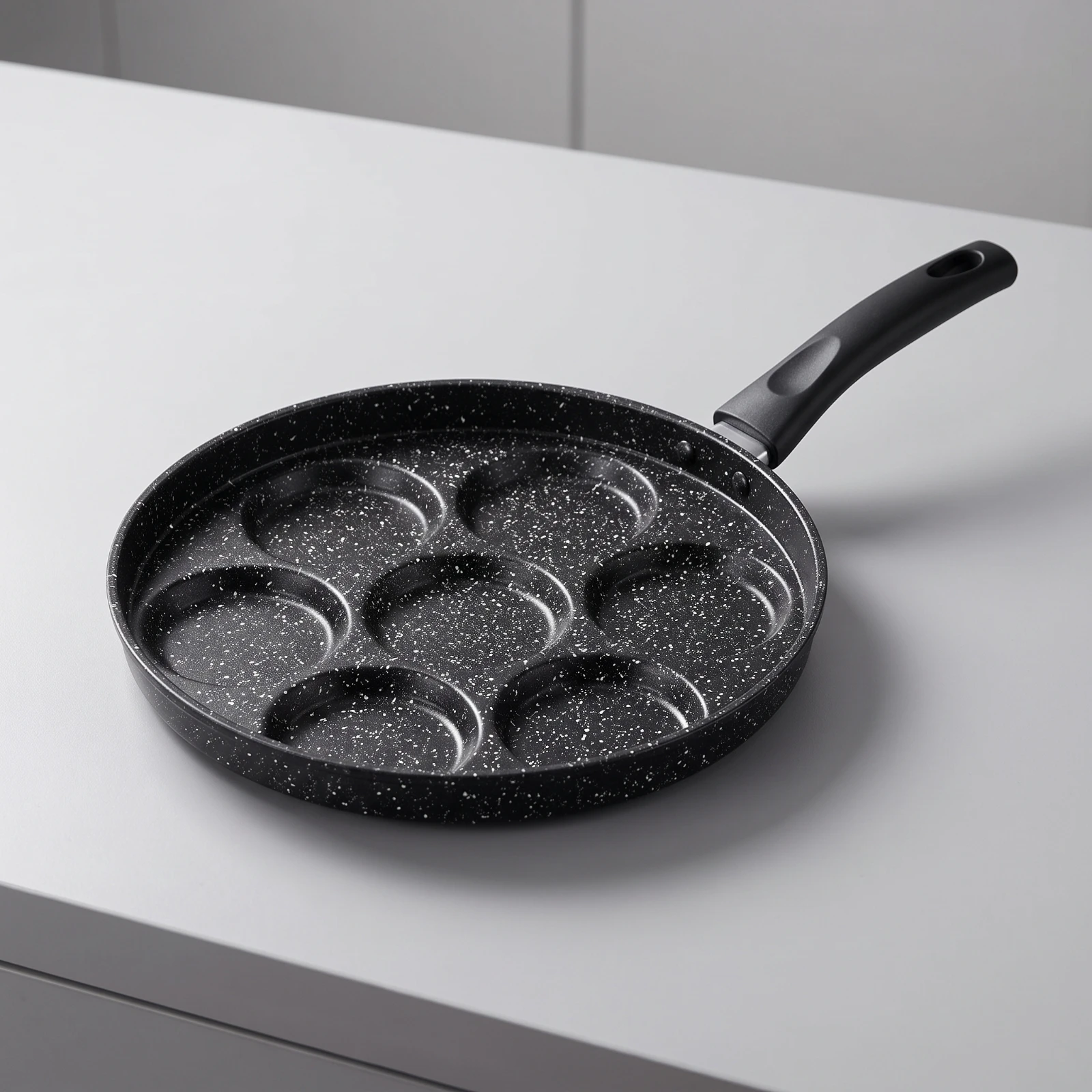7-Cup Egg Pan Divided Egg Frying Pan Skillet Multi-Cavity Cookware Maifan Stone Style for Families, Breakfast, Kitchen