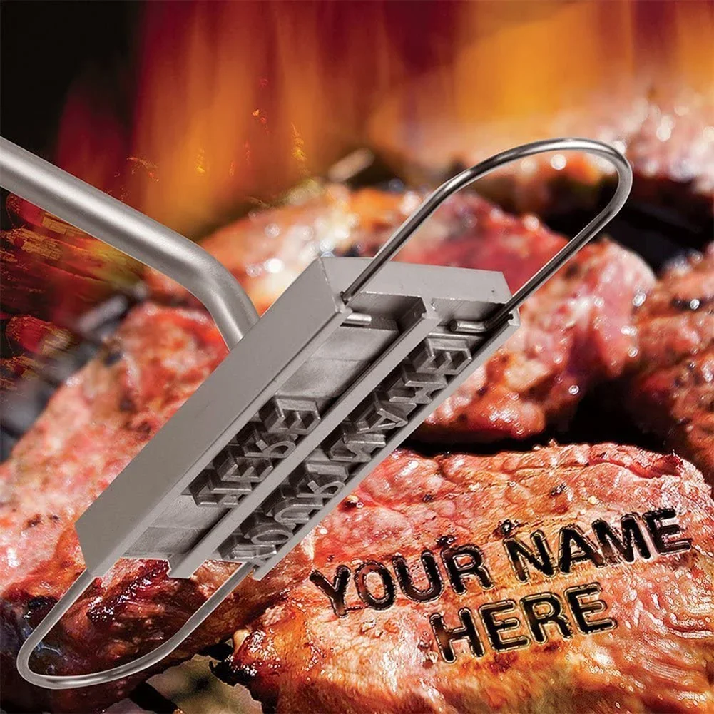 

BBQ Barbecue Branding Iron Signature Name Marking Stamp Tool Meat Steak Burger 55 x Letters and 8 spaces bakery accessories