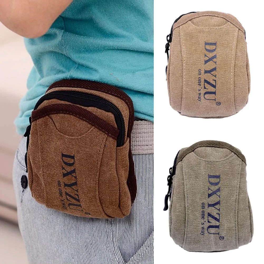 Men Casual Canvas Waist Pack Portable Vintage Coin Purse With Hook Hunting Slingshot Accessory Bag Tactical pack