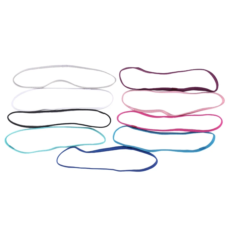 

9 Pieces Thick Non-Slip Elastic Sport Headbands Hair Headbands,Exercise Hair And Sweatbands For Women And Men Multicolor