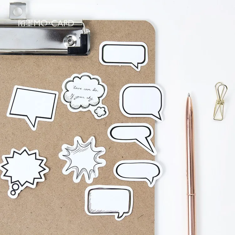 

45Pcs Boxed Black White Bubble Dialog Stickers INS Creative DIY Hand Account Scrapbooking Decor