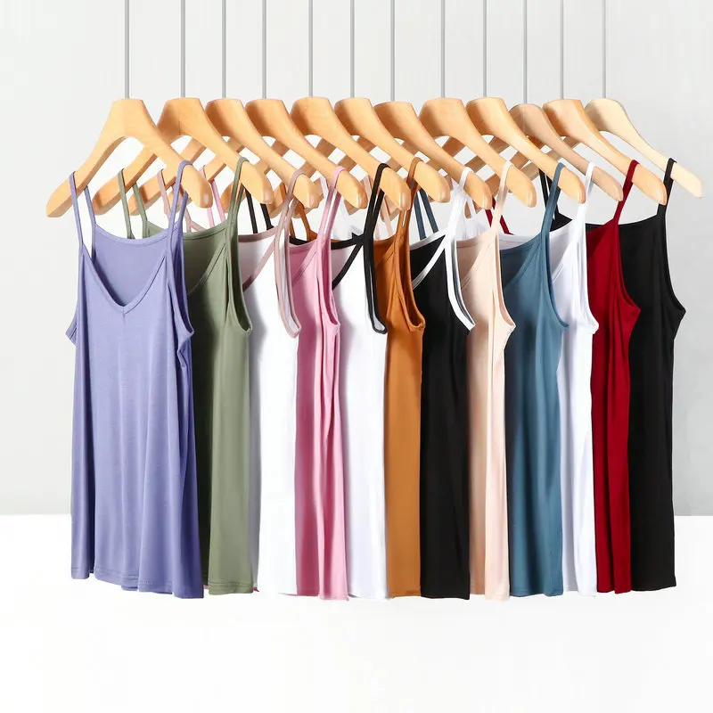 XL to 6XL Summer Spaghetti Strap Tops Women V-neck Camis Base Sleeveless Tank Tops Casual Thin Camisole Solid color