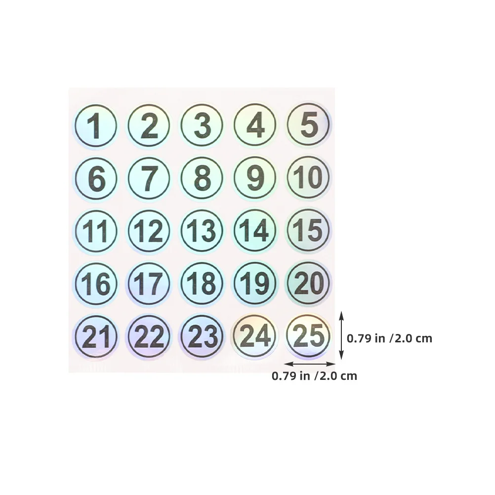 Waterproof Number Stickers 1-25 Self-Adhesive Tear-Resistant Labels for Bottles Cups Containers Home Office Gym Organization