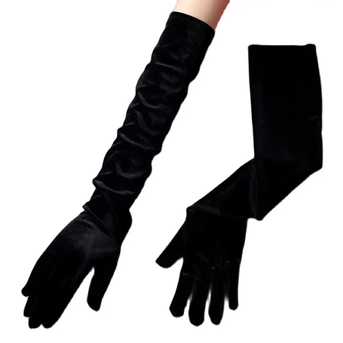 Bridal Gloves Full Of Elegant Atmosphere Black Ladies' Elbow Length Dress Up Gloves Designed For Party, Wedding, Ball