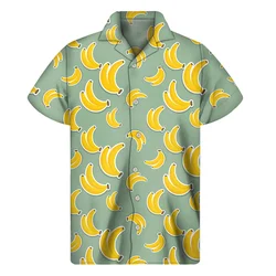 Banana 3d Printed Shirt Men Summer Vacation Tropical Plants Pattern Short Sleeves Hawaiian Shirts Button Lapel Aloha Blouse