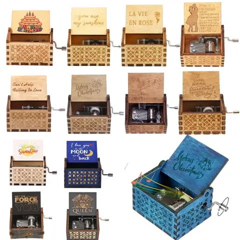 Drewniana pozytywka z korbą ręczną Bohemian Rhapsody Theme You Are My Sunshine Music Box Musica Theme Urodzinowy prezent świąteczny