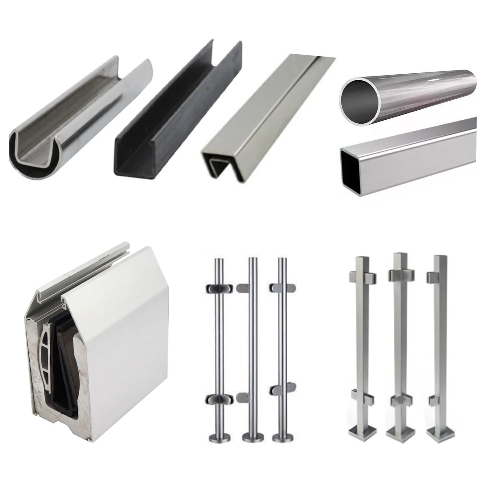 Customization Modern Design Factory Direct Glass Railing Balustrade with Stainless Steel Handrail Tube for Handrail System