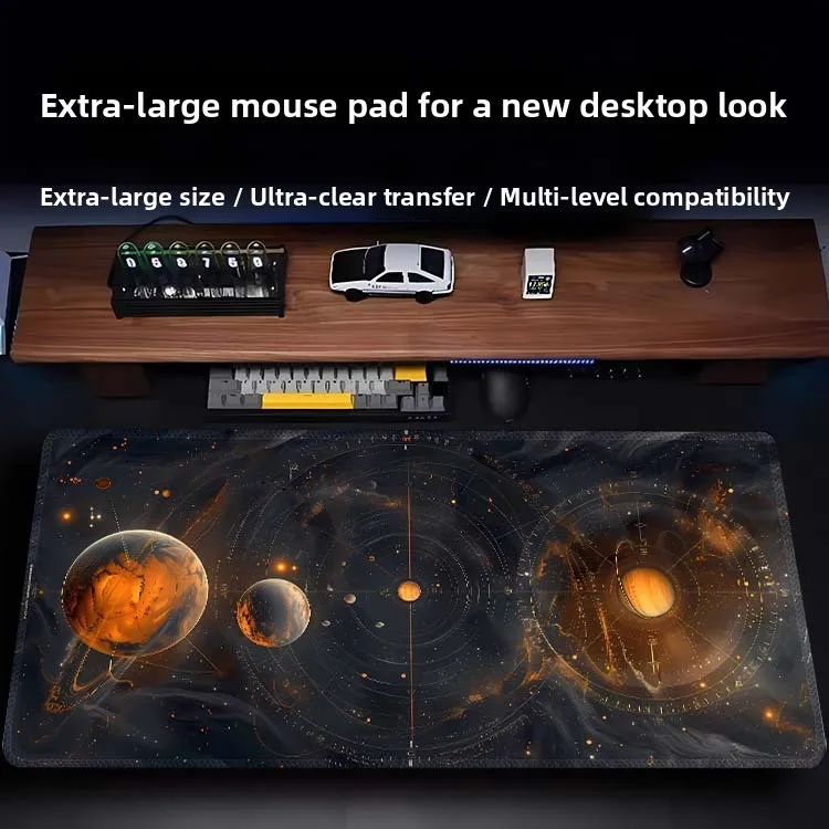 Extra Large Thickened Starry Universe Mousepad Office Desk Mat Keyboard Pad with Lock  Natural Rubber Cartoon Anime Style