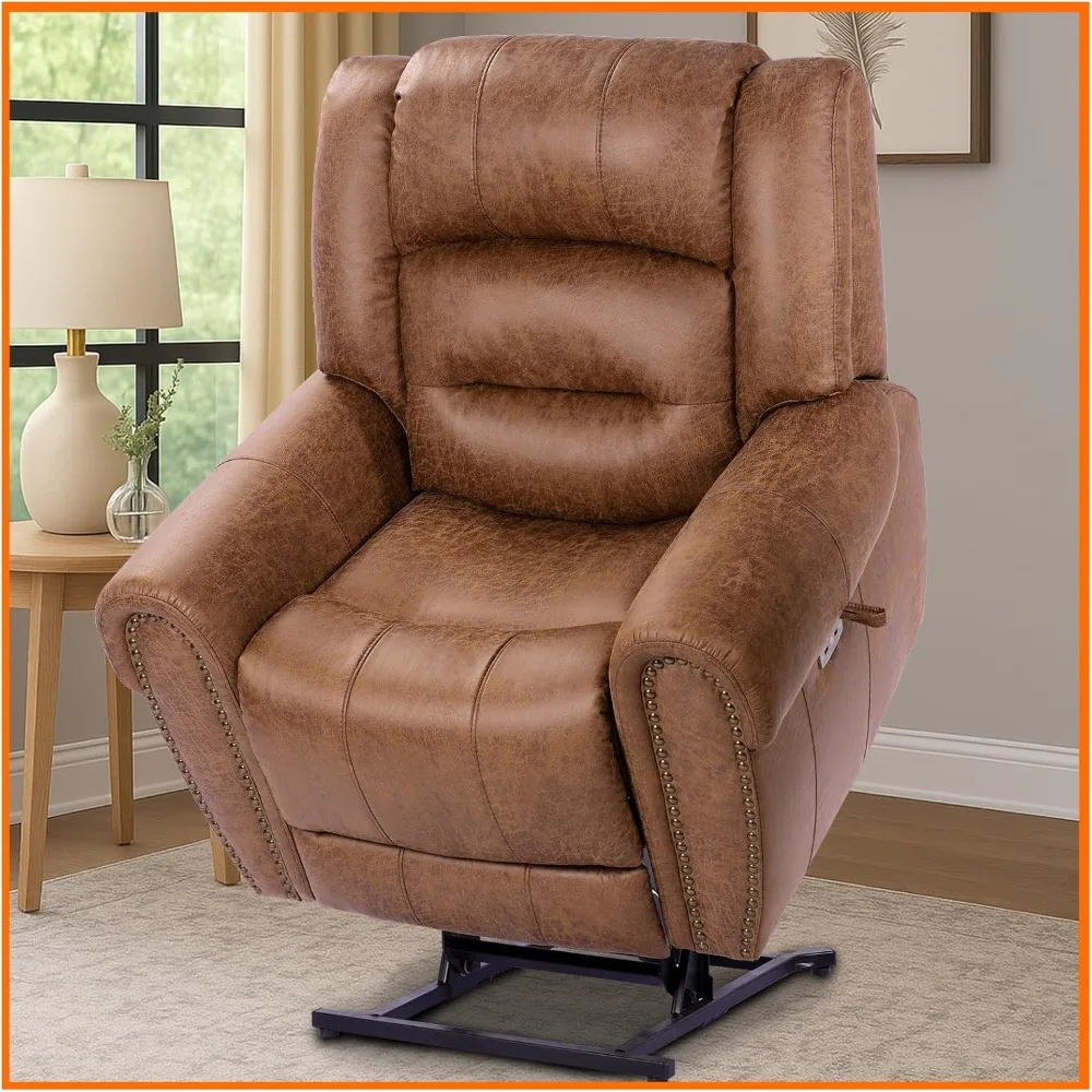 Classical Large Power Lift Recliner Chair for Elderly with Heat and Massage, Dual Motor Lay Flat Electric Lift Chair Recliner