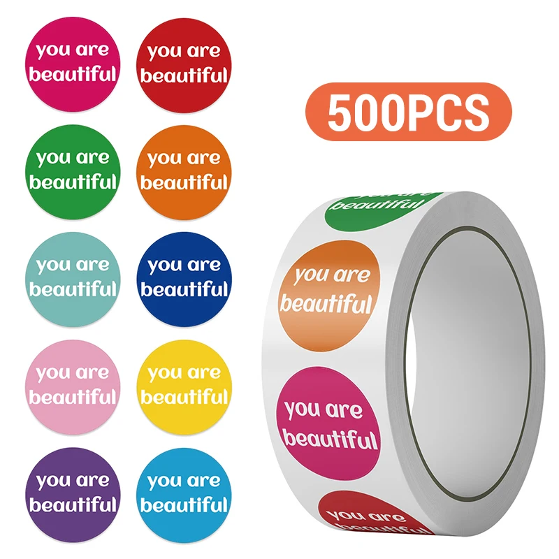 500PCS Motivational Stickers Roll 10 Styles Funny Reward Stickers Encouraging Positive Affirmation Decals Pack Colorful Stickers