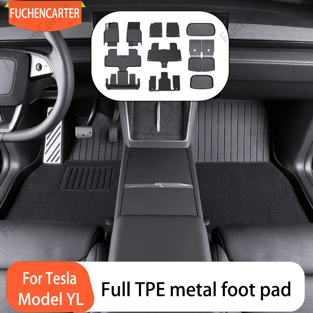 2026 For Tesla Model YL TPE Floor Liners Full Set All Weather Waterproof Anti-Slip Wearproof Foot Mats Cargo Trunk Mats Car