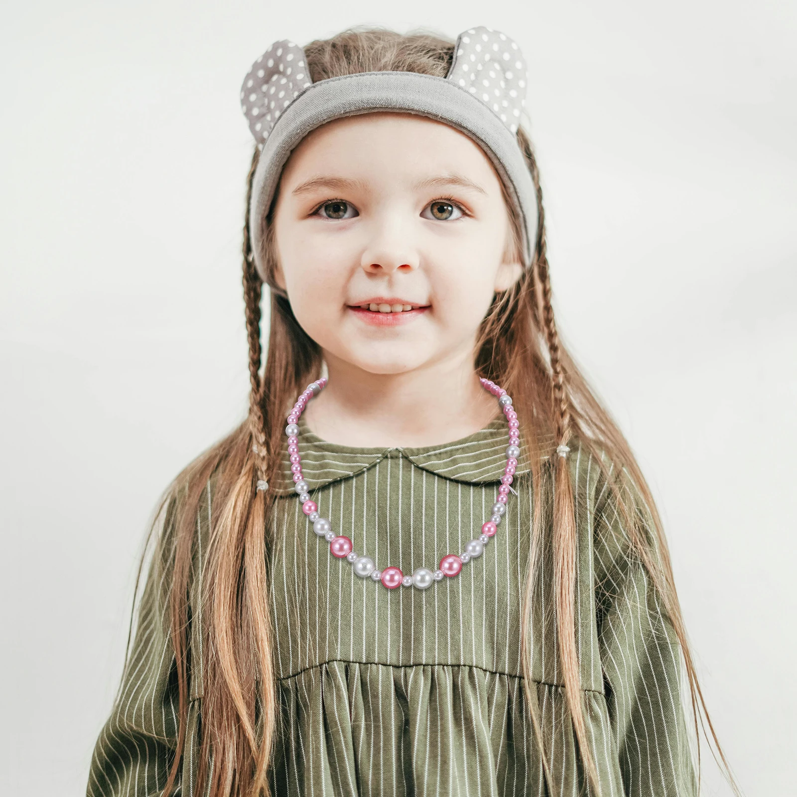 

2 Sets Jewelry Imitation Pearl Necklace Bracelet Smooth Kids Costume Accessory Party Dress Kids Jewelry Bead Set