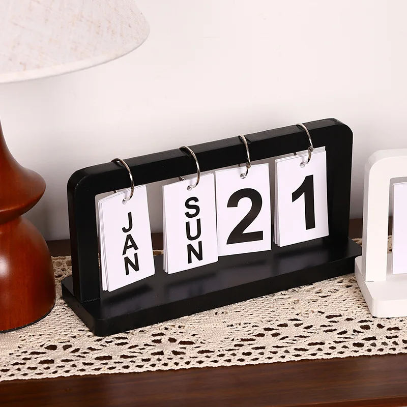 Creativity Wooden Flipping Calendar Desktop Perpetual Calendar Home Gift Decoration Photography Decorative Ornaments