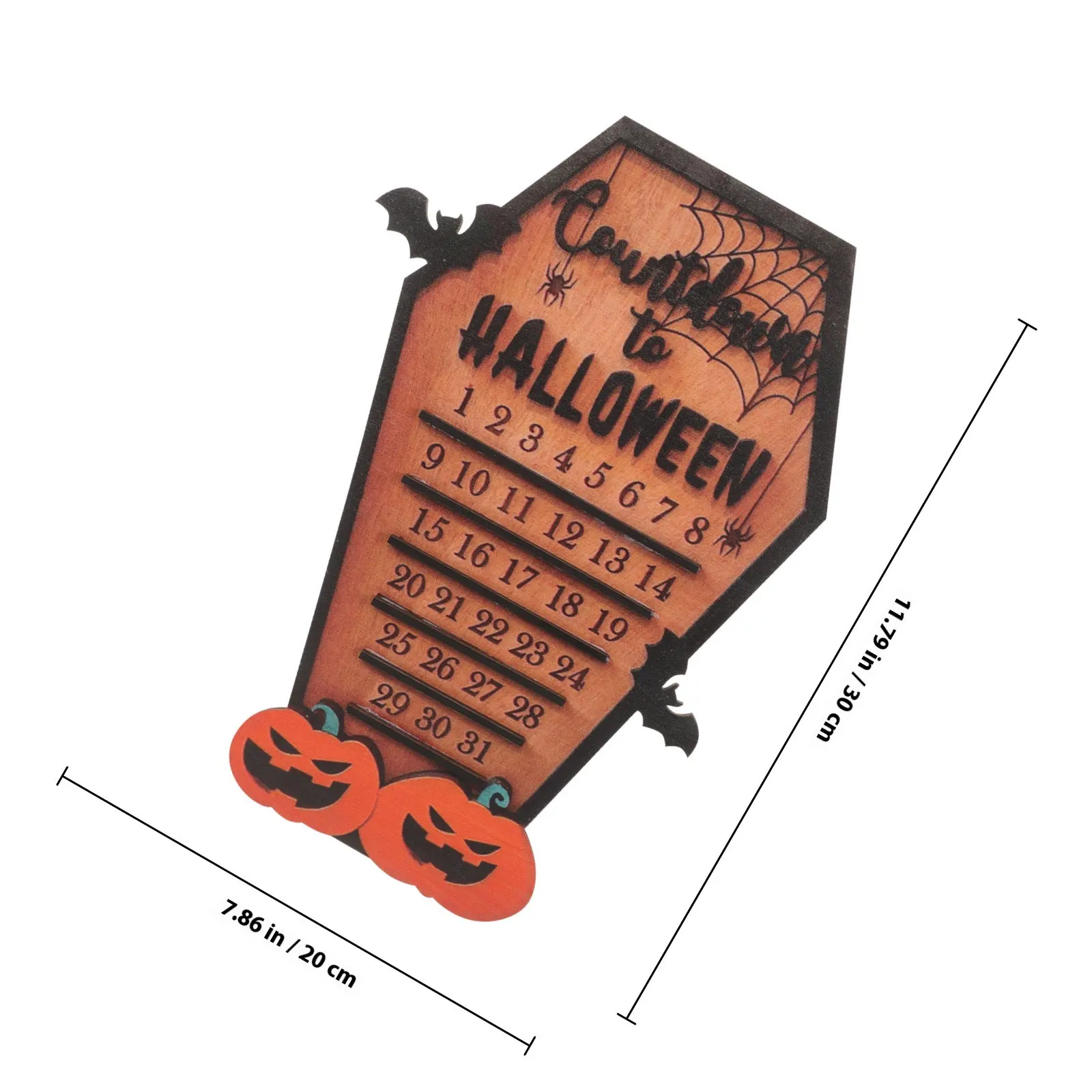 Halloween Countdown Calendar Wooden Coffin Design with Digital Display Reusable Advent Decor for Home Wall Bookshelf Festive
