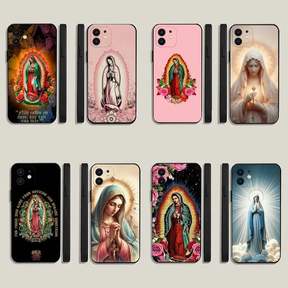 

Virgin De Guadalupe Phone Case For iPhone 6,17,16,15,14,13,12,11 Plus,Pro Max,XS,X,XR,SE,Mini,8,7,Soft Silicone Black Cover
