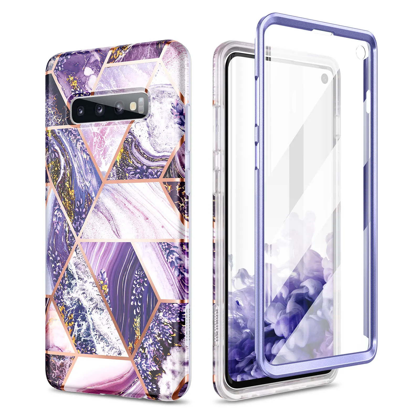 

Чехол для Samsung Galaxy S10, 6,1 дюйма, милый геометрический мраморный 360 полноразмерный противоударный Прочный чехол со встроенным защитным экраном