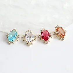 5Pcs Luxury Zircon Nail Designs Charms 10.5x12.5mm Large Sparkle Rhinestones For Nails Unique Design Multi-Colors Gems Jewelry
