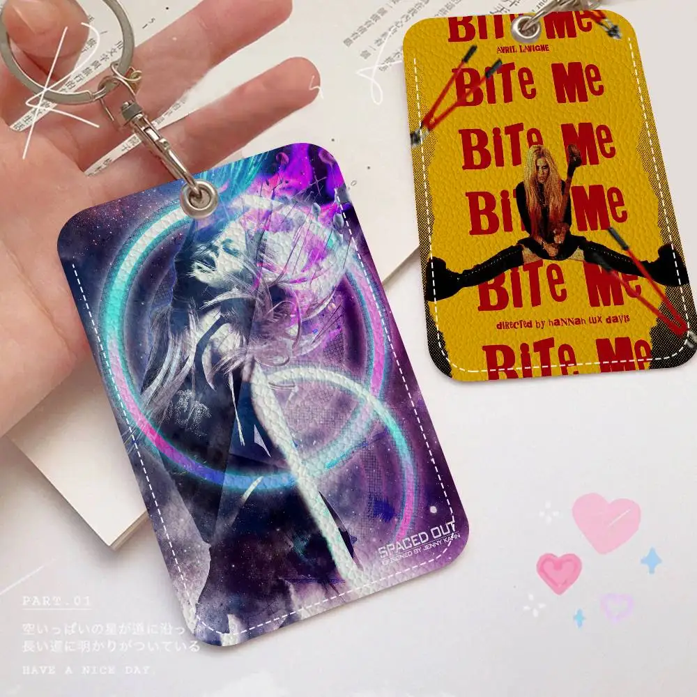 

Singer A-Avril L-Lavigne Card Holders Student ID Card Protective Cover Cases Student Campus Access Cards Key Chain Anti-lost