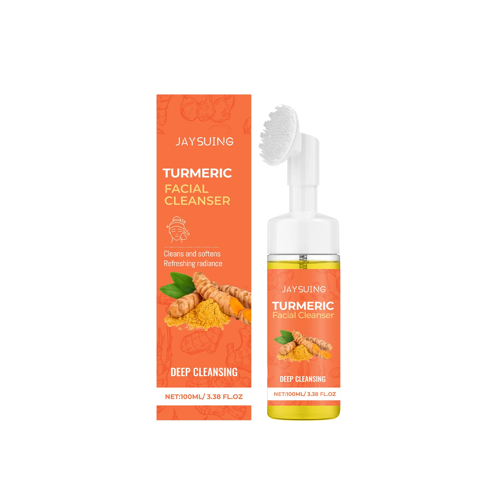 Turmeric Brighten Facial Cleanser Improve Enlarged Pores Purifying Skin Long-Lasting Gentle Hydrate Oil Control Cleansing Mousse