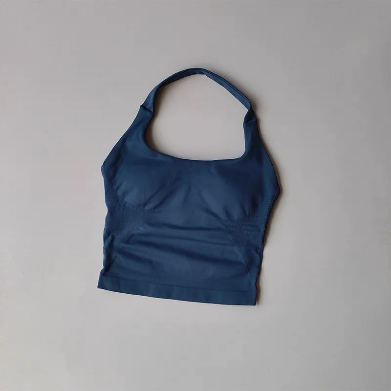 Halter-Neck Rückenfreies Yoga-Outfit Zweiteiliges Set für Damen, Push-Up Sport-BH + Hochgeschnittene Po-Formende Fitness-Shorts – Detail 25