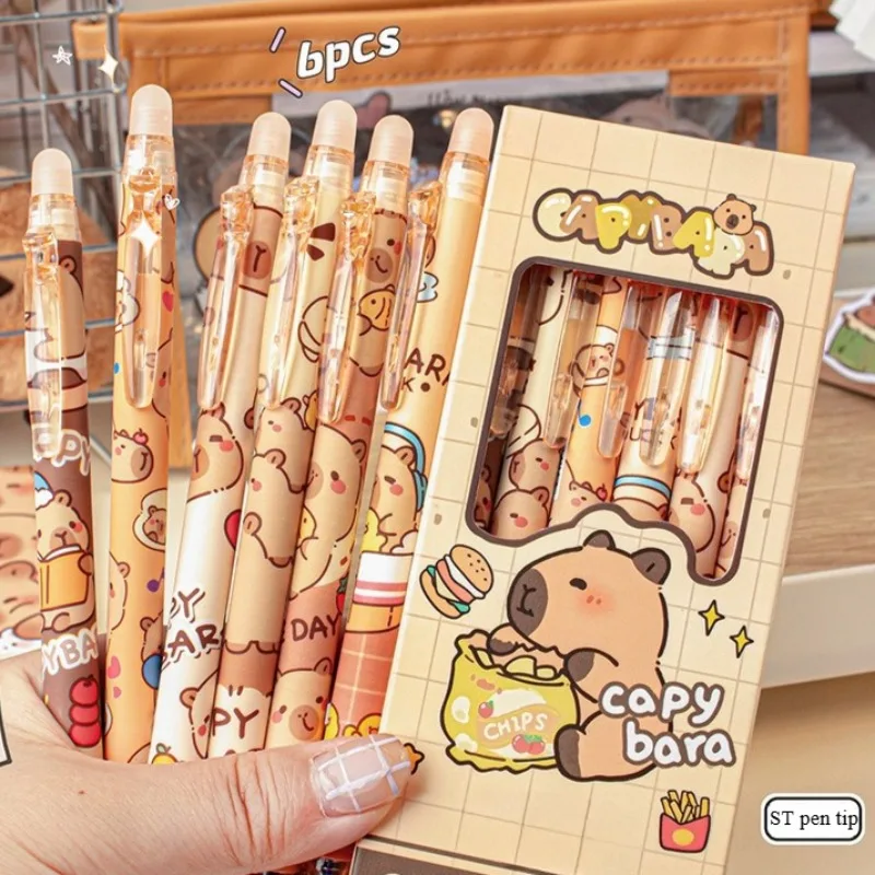 6pcs Erasable gel pen - 0.5mm Side Click Retractable Pens, Smooth Writing No Smudge, Cute Animal Design School & Office Supplies