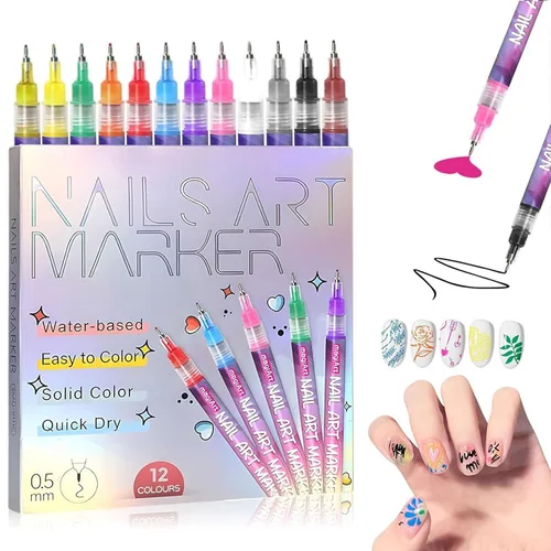 Bolígrafos para decoración de uñas DIY, herramientas de pintura y detalles multicolores para uñas, perfectos para manicura y diseños de uñas, suministros de arte