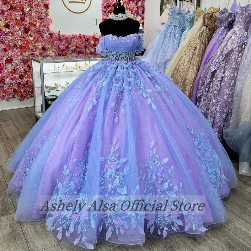 Real Picture Princess Sweet 16 Quinceanera Dresses 3D Floral Corset Women Prom Birthday Party Dress Vestido De 15 Anos Clubwear